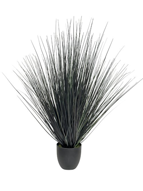 A bundle of artificial grass with a black pot, designed to resemble natural grass.