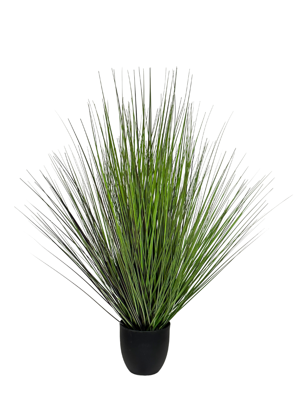A artificial grass puppet with a bunch of swaying strands forming a plant-like shape, in a green color.