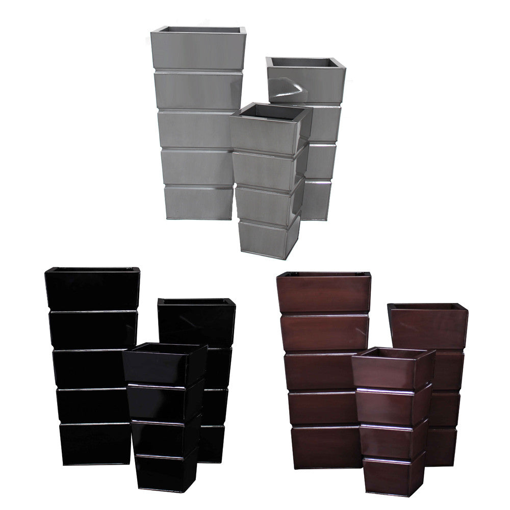 PTG4007A - H SQ TAPERED ZINC POT SET OF 3  BLK