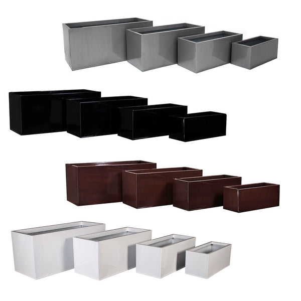 PTG4010A - H RECTANGULAR ZINC POT SET OF 4 WHT