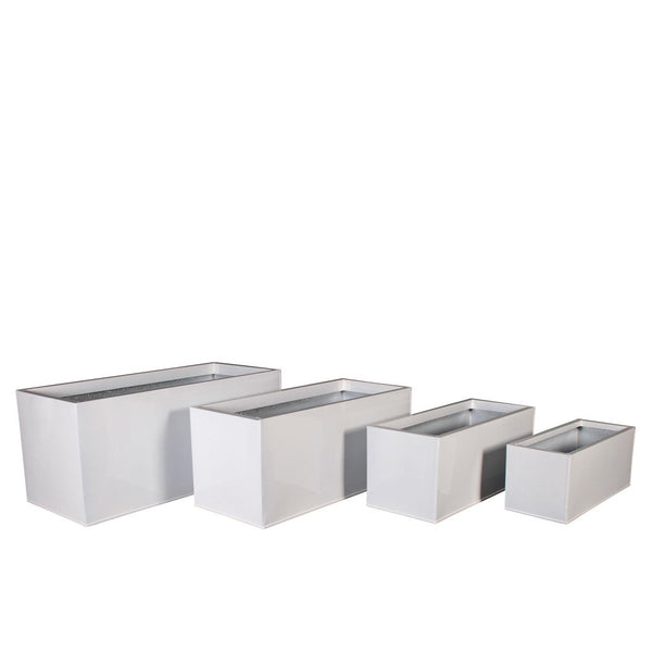 PTG4010A - H RECTANGULAR ZINC POT SET OF 4 WHT