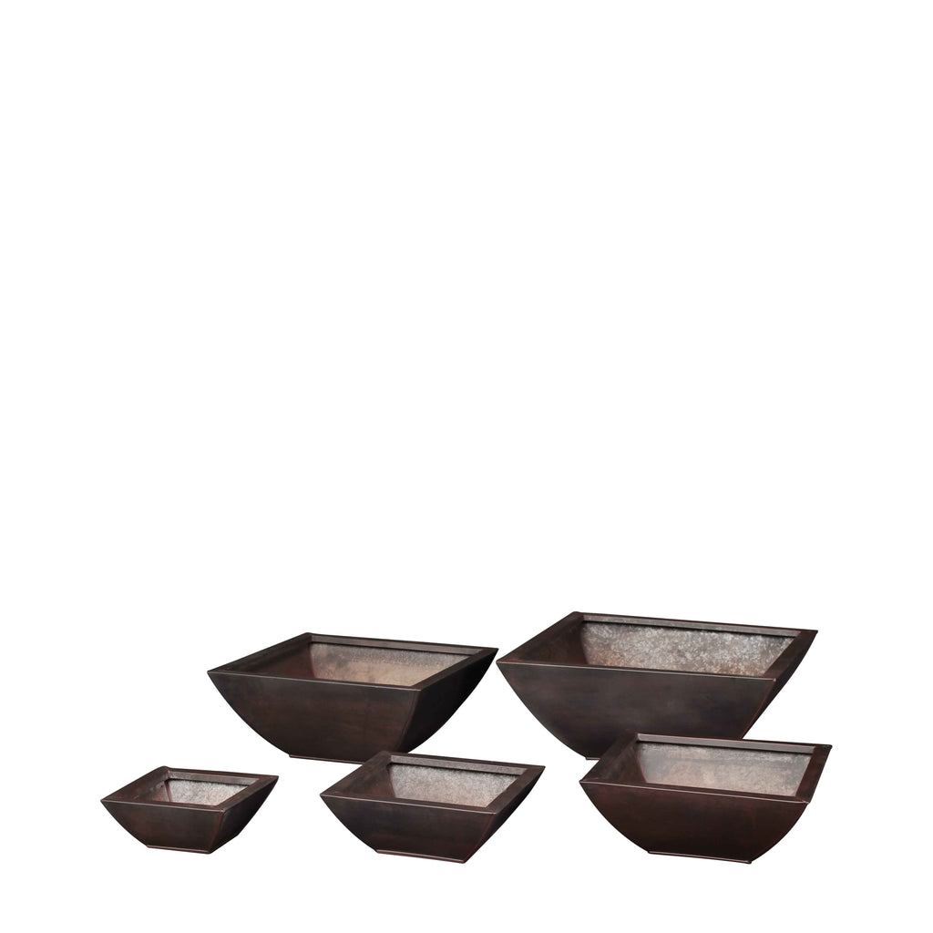 PTG6112A - ZINC SQ PRINCE PLANTER SET OF 5