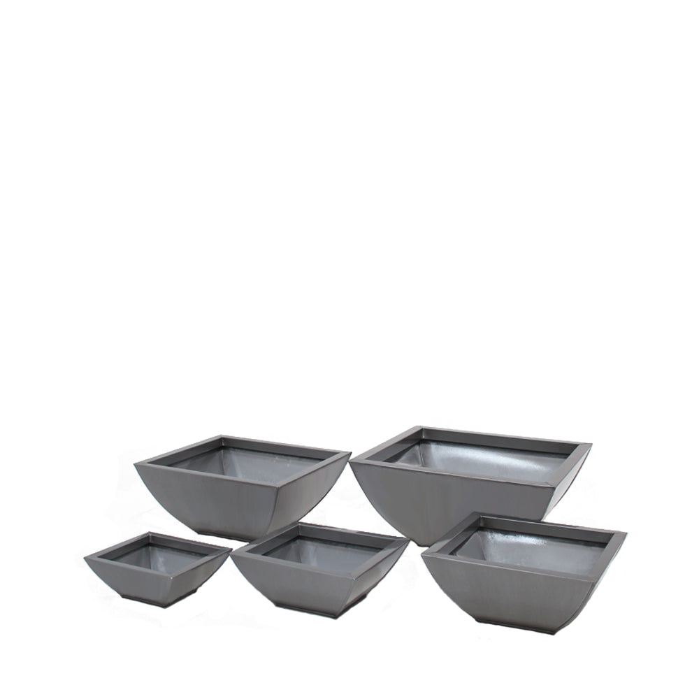 PTG6112A - ZINC SQ PRINCE PLANTER SET OF 5