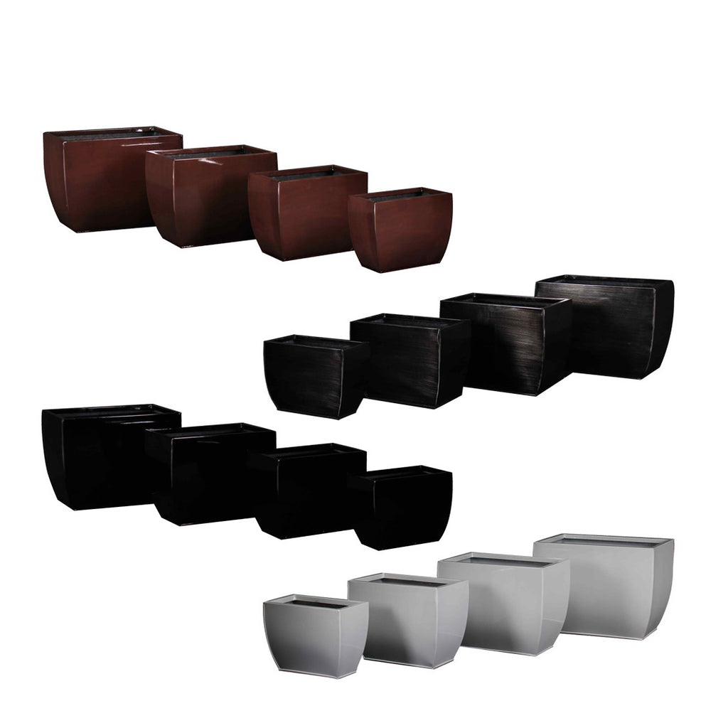 PTG4003A - H RECTANGULAR ZINC POT SET OF 4    WH